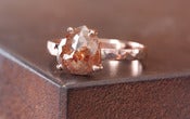 Image of Natural Red Rose Cut Diamond Ring in 14kt Rose Gold-prong