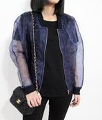 Image of Viso Navy Sheer Bomber Jacket
