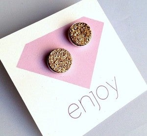 Image of Gold Drusy Studs