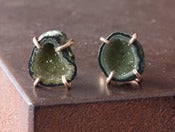 Image of One of a Kind Yellow/Green Druzy Agate Geode Studs 14kt Gold