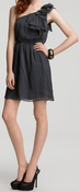 Image of Rebecca Taylor Grey One Shoulder Ruffle Tie Dress SZ. 2