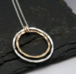 Image of Double Hoop Necklace - Mixed Metal