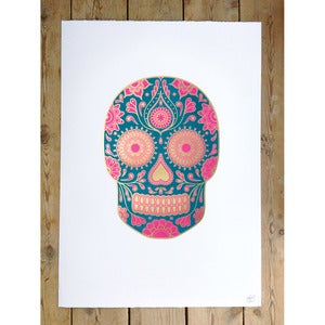 Image of Day of the Dead Sugar Skull Gold Screen Print