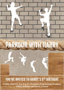 Image of Parkour/American Ninja Warrior themed invitation