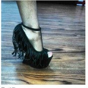 Image of Black Fringe Heeless Shoe 