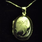 Image of Hand Engraved Silver Flying Bird Locket