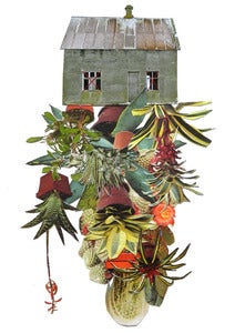 Image of Original hand threaded art work:"Room cactus"