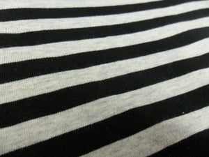 Image of Yarn-Dyed 8mm Stripes (Black & Heather Grey) Cotton-Lycra Knit