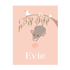 Image of 'Poss on branch' Personalised Art Print