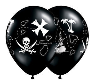 Image of Black Pirate Map Balloons