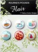 Image of Baby Toys Flair - 6 x 1" Flatback Buttons / Badges - Rourke's Rounds