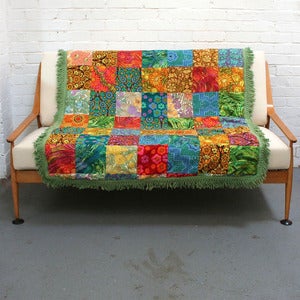 Image of Amazing Vintage Technicolour Quilt - SOLD