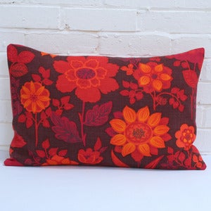 Image of Large Rectangular Cushion in Vintage Orange Floral