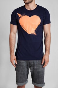 Image of Breaking Hearts T-Shirt Navy/Salmon