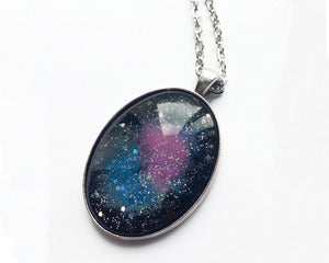 Image of Hand Painted Space Nebula Necklace (Pink/Blue)
