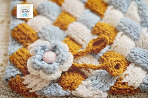 Image of Entralac Blanket with Removable Flower