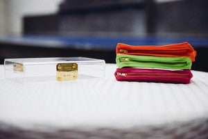 Image of Candy Collection Gold/Silver Personalised Perspex Clear Clutch MNO.logie