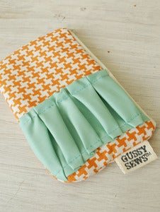Image of Orange Houndstooth medium zip pouch
