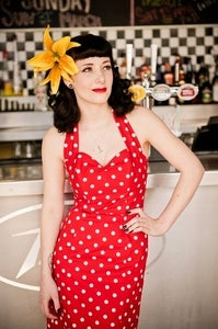Image of Fitted Red Penny Spot dress