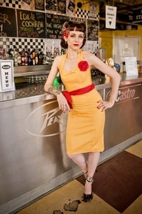 Image of Yellow Fitted Dress