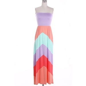 Image of Pastel Chevron Maxi Tube Dress