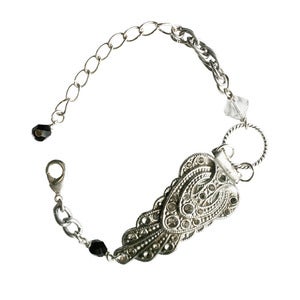 Image of Deco silver reworked strap bracelet 