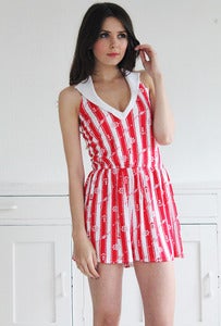 Image of Red Anchor Print Jersey Playsuit
