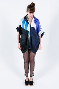 Image of Andrea Crews Upcycled Unisex Tracksuit Jacket in Blues and Black