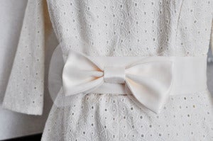 Image of Ivory Bow Sash - For Wedding, Brides and Bridal Parties - Made to Order