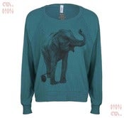 Image of Elephant Tri-Evergreen Batwing Pullover (Girls)