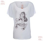 Image of Monkey White Batwing-T (Girls Tencel)
