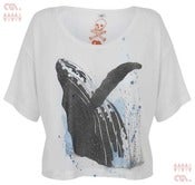 Image of Whale White Crop Top (Girls Tencel)