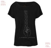Image of Fingers Crossed Black Batwing-T (Girls Tencel)