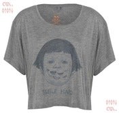 Image of Smile Hard Grey Crop Top (Girls Tencel)