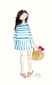 Image of BLUE STRIPE SHIFT - ORIGINAL WATERCOLOR