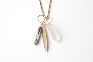 Image of One of a kind - Hand-stamped brass & crystal