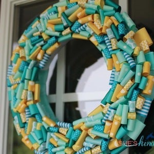 Image of Turquoise and Yellow Summer Wreath