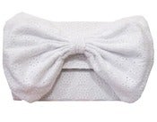 Image of White Broderie Anglaise Bow Clutch Bag