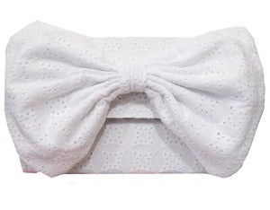 Image of White Broderie Anglaise Bow Clutch Bag