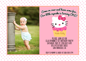 Image of Hello Kitty Cupcake Invitation