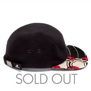Image of MOUPIA Black Wool/Kitenge Dots 5 Panel hat