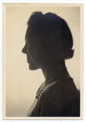 Image of SMILING WOMAN PROFILE BUCK TEETH PEARLS VINTAGE SNAPSHOT PHOTO 