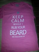 Image of PINK "KEEP CALM WHILE I RUB YOUR BEARD" TSHIRT WHITE PRINT GREY STAR