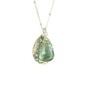 Image of Wana Teardrop - Sea urchin moss aquamarine necklace