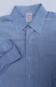 Image of Brooks Brothers Blue Pinpoint Point Collar Shirt, size 16 x 34