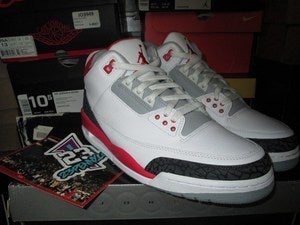 Image of Air Jordan III (3) Retro "Fire Red" 2007 