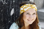Image of Turban Headband in Mustard Chevron