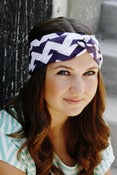 Image of Turban Headband in Plum Chevron