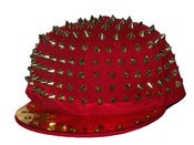 Image of Studded Spike Snapback Hat In Red