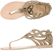 Image of Ancient Greek Taupe/Gold Medea Nubuck Sandals Sz. 39